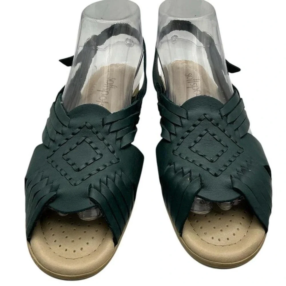 Softspots Tela Women's Slingback Huarache Sandals Navy Blue Leather 9SS Open Toe
